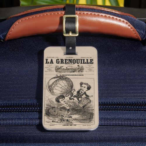 French Caricature Of Balloonist In Hot Air Balloon Luggage Tag