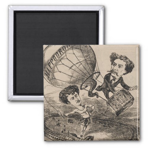 French Caricature Of Balloonist In Hot Air Balloon Magnet