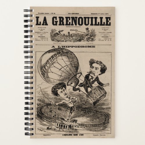 French Caricature Of Balloonist In Hot Air Balloon Notebook