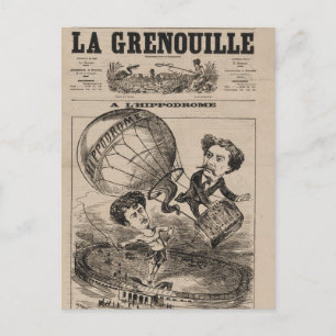 French Caricature Of Balloonist In Hot Air Balloon Postcard