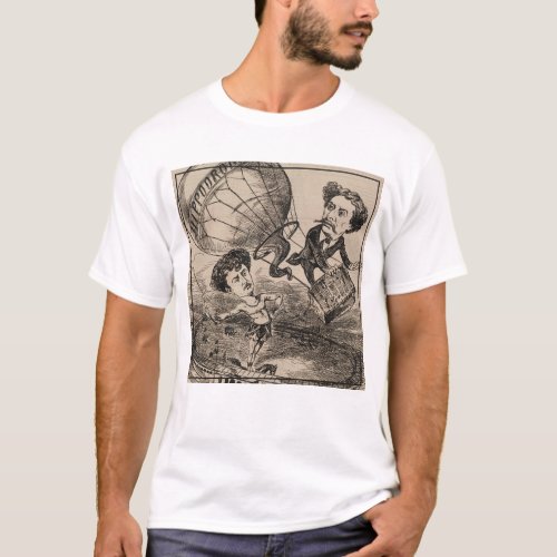 French Caricature Of Balloonist In Hot Air Balloon T_Shirt