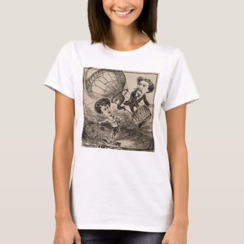 French Caricature Of Balloonist In Hot Air Balloon T_Shirt