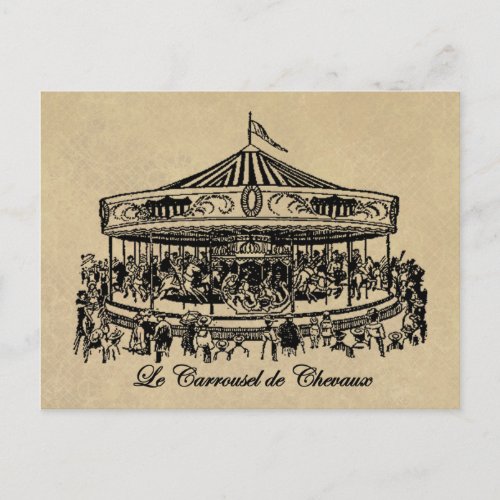 French Carousel Horses Apparel and Gifts Postcard