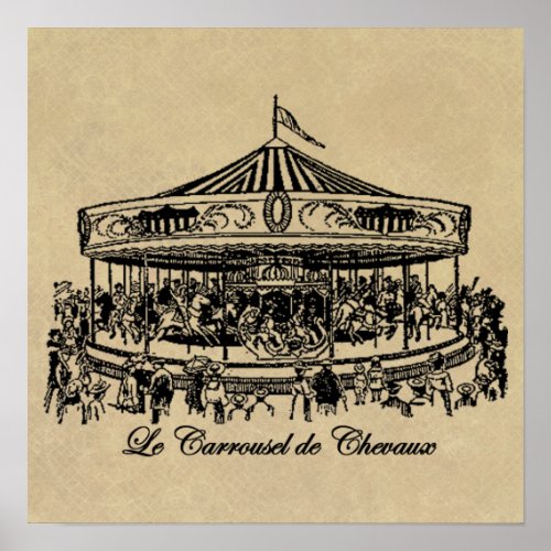 French Carousel Horses Apparel and Gifts Poster