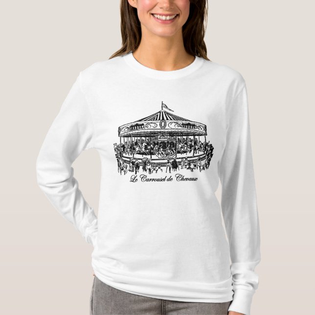 French Carousel Horses Apparel and Gifts T-Shirt (Front)