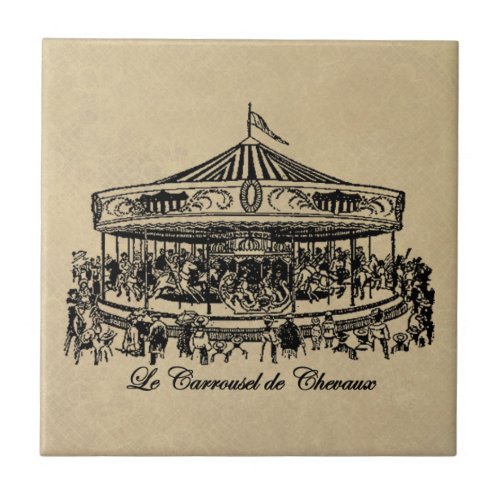 French Carousel Horses Apparel and Gifts Tile