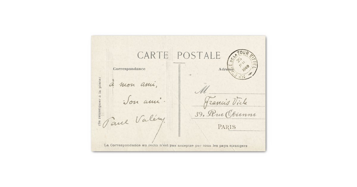French Carte Postale Decoupage Vintage Tissue Paper