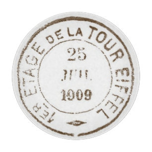 French Carte Postale Postmark Eiffel Tower Vintage Cutting Board