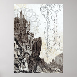 FRENCH CASTLE FORTRESS PRINT OR DECOUPAGE PAPER