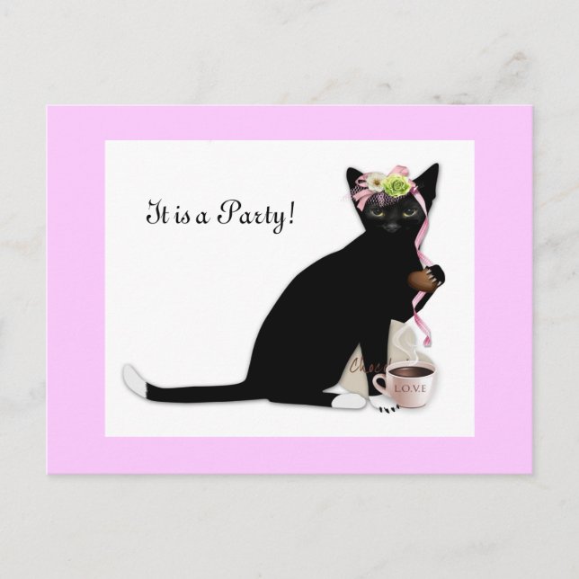 French Cat Bridal Invitation Postcard (Front)