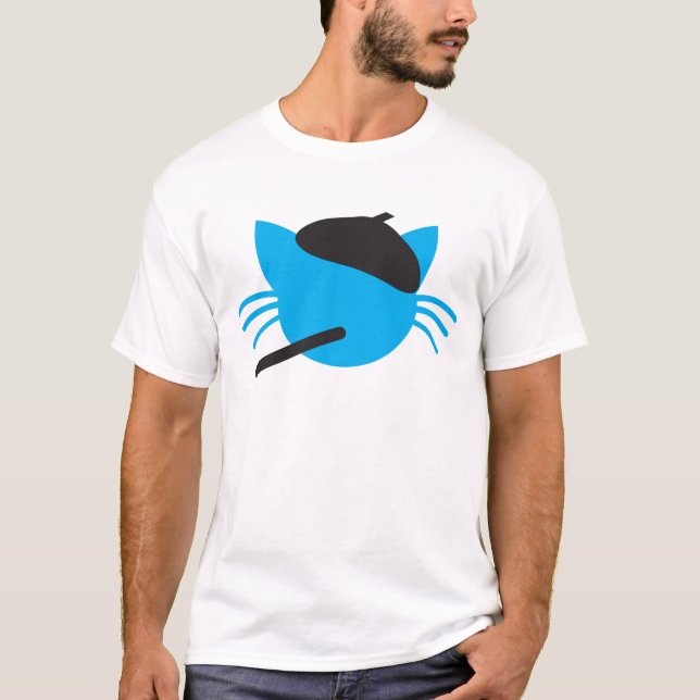 French Cat in a beret and a cigarette T-Shirt (Front)