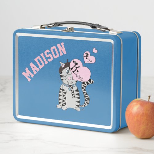 French cat personalized kid metal lunch box