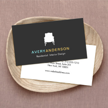 French Chair Logo Interior Designer Business Card by sm_business_cards at Zazzle
