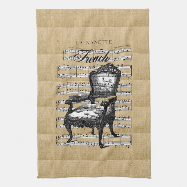 French Chair on Burlap Towel (Vertical)