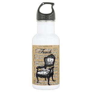 French Chair on Burlap Water Bottle