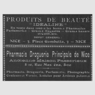 French Chalkboard Beauty Ad Vintage Black Ephemera Tissue Paper