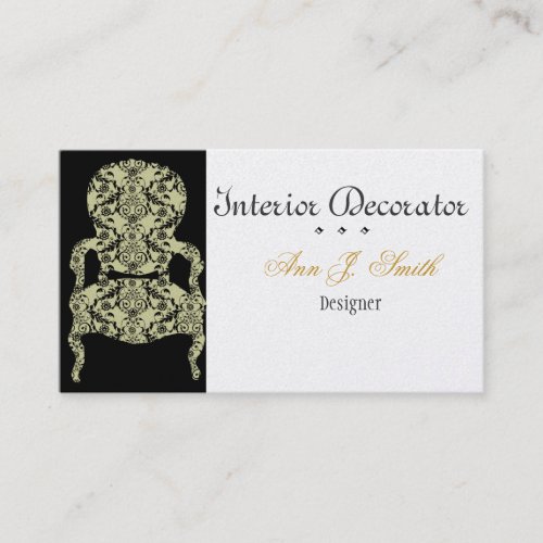 French Charm Black and White Vintage Lace Chair Business Card