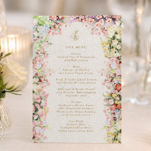 french chateau floral spring wedding 5 x 7  menu