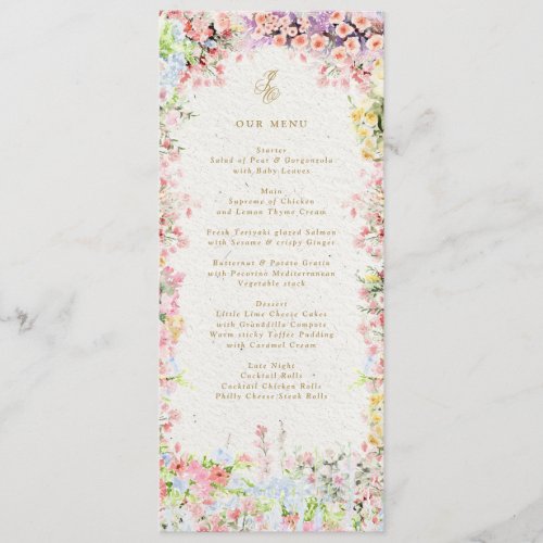 french chateau floral spring wedding menu