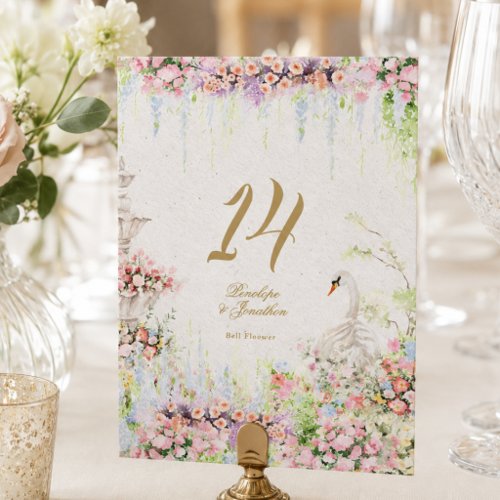 french chateau floral Wedding 5 X 7  Table Number
