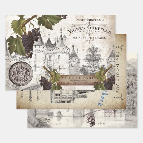 FRENCH CHATEAU HEAVY WEIGHT DECOUPAGE WRAPPING PAPER SHEETS