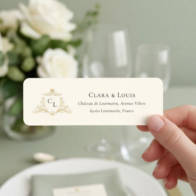 French Château Monogram Wedding Return Address Label (Creator Uploaded)