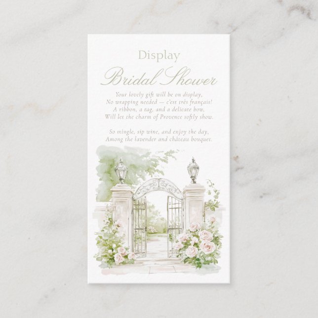 French Chateau Pastel Display Bridal Garden  Enclosure Card (Front)