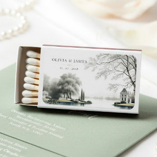French Chateau Secret Garden Horizontal Wedding Matchboxes