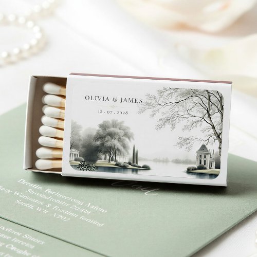 French Chateau Secret Garden Horizontal Wedding Matchboxes