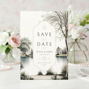 French Château Secret Garden Wedding  Save The Date