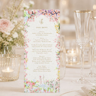 french chateau summer florals wedding menu