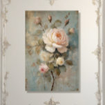 French Chateau Vintage Blue Pink Floral Decoupage  Tissue Paper<br><div class="desc">Image 2. Elegant vertical Victorian vintage French Chateau plaster wall with garden grown antique roses in ivory, pale butter yellow and blush pink. Impressionist Impasto oil painted technique with crackled texture and a layer of script handwriting ephemera (can be removed) for instant antiquity for your furniture or decorative projects. This...</div>