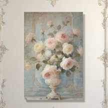 French Chateau Vintage Floral Blue Pink Decoupage