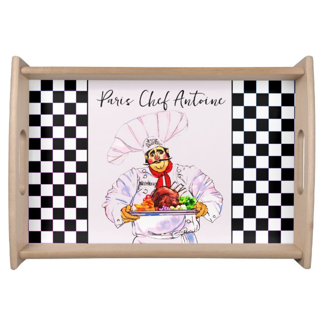 French Chef Antoine Serving Gourmet Dinner Serving Tray (Front)