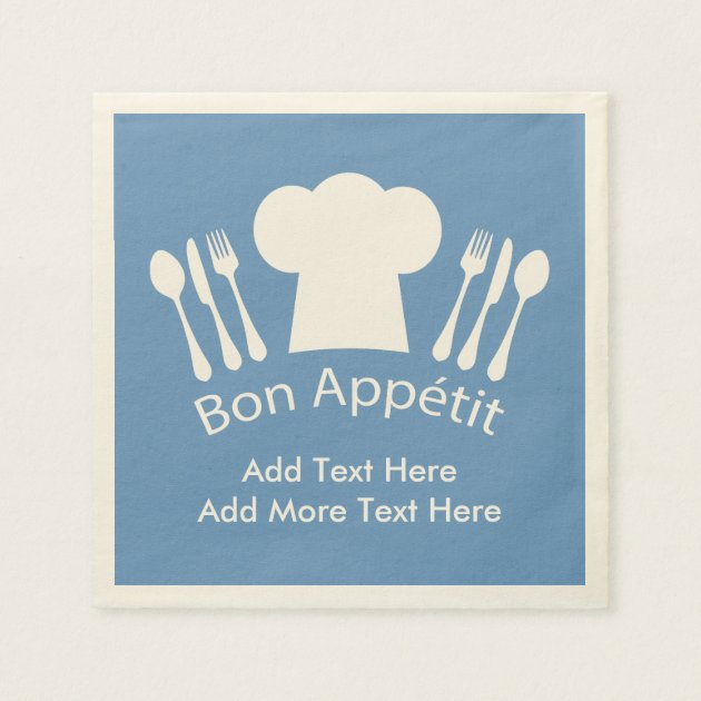 French Chef Bon Appetit Add Your Own Text Paper Napkin