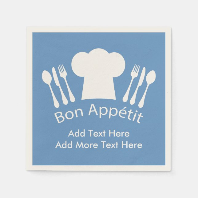 French Chef Bon Appetit Add Your Own Text Paper Napkins (Front)