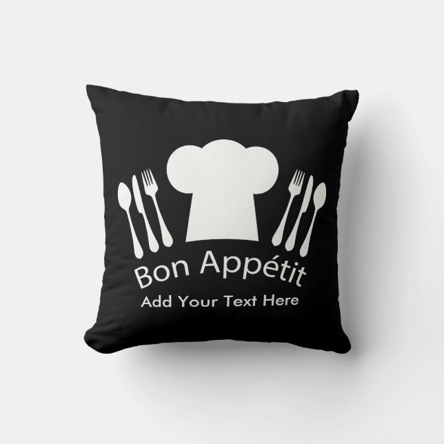 French Chef Hat Gourmet Cook Throw Pillow (Front)