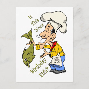 French Chef ~ Is This Your Birthday Fish? Postcard