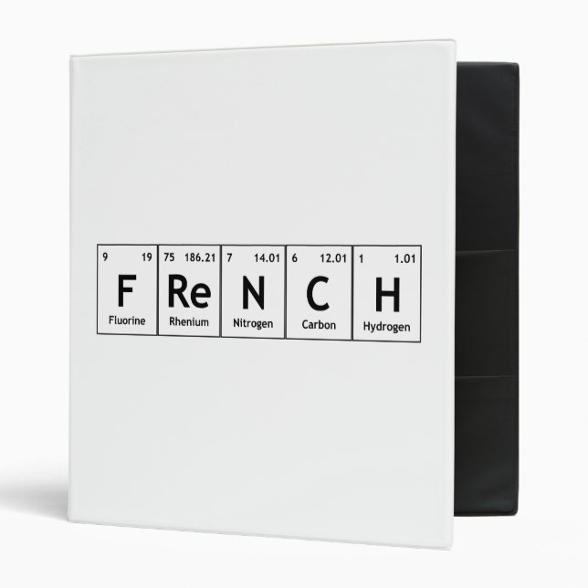 FReNCH Chemistry Periodic Table Words Elements 3 Ring Binder (Front/Inside)
