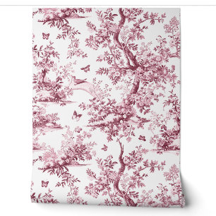 French Cherry Vintage Wallpaper Toile de Jouy