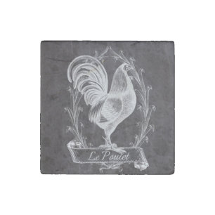 french chic chalkboard western country rooster stone magnet