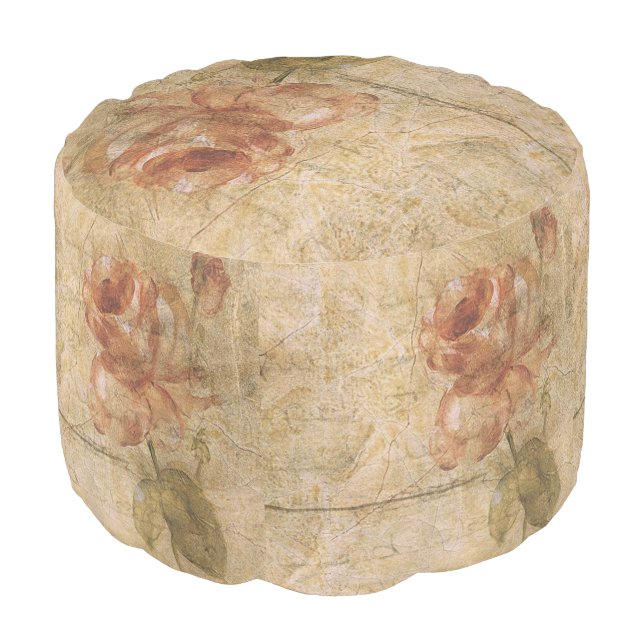 French chic,country rustic,floral pattern,roses,re pouf (Angled Front)