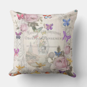 French chic,country rustic,floral pattern,roses,re throw pillow