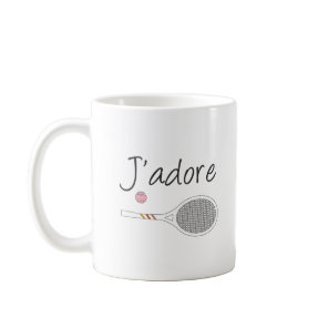 French Chic J'adore Tennis Player Design Coffee Mug