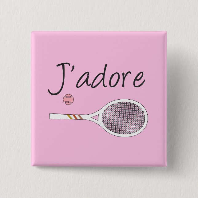 French Chic J'adore Tennis Player Design Pink    Button (Front)