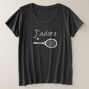 French Chic J'adore Tennis Player Design Plus Size T-Shirt