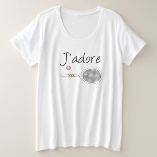 French Chic Jadore Tennis Player Design   Plus Size T_Shirt