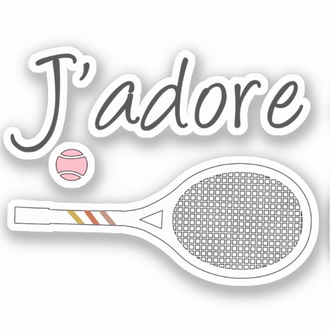 French Chic J'adore Tennis Player Retro Design    Sticker (Front)