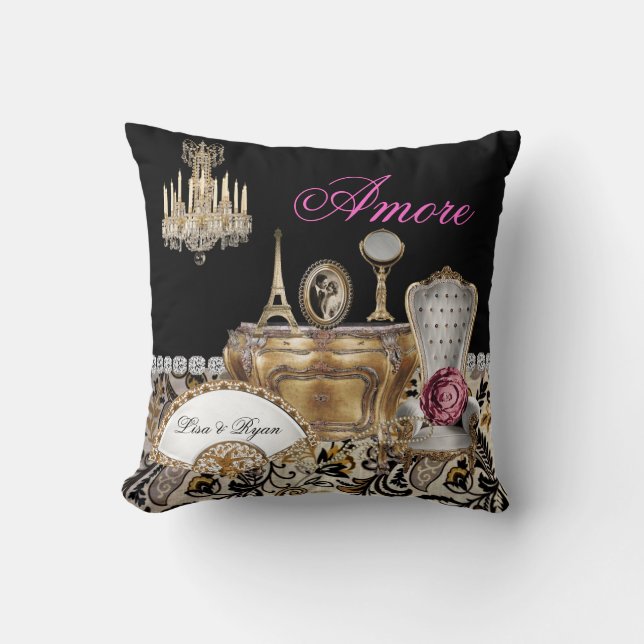 French CHIC PARIS THEME Pillow PERSONALIZED (Front)