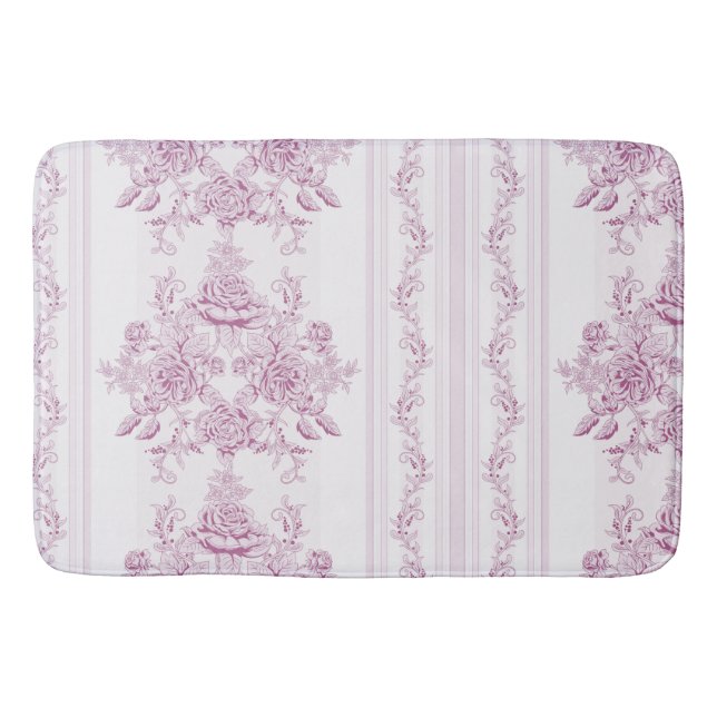 French chic,pink,toile,floral,pattern,victorian,Fl Bath Mat (Front)